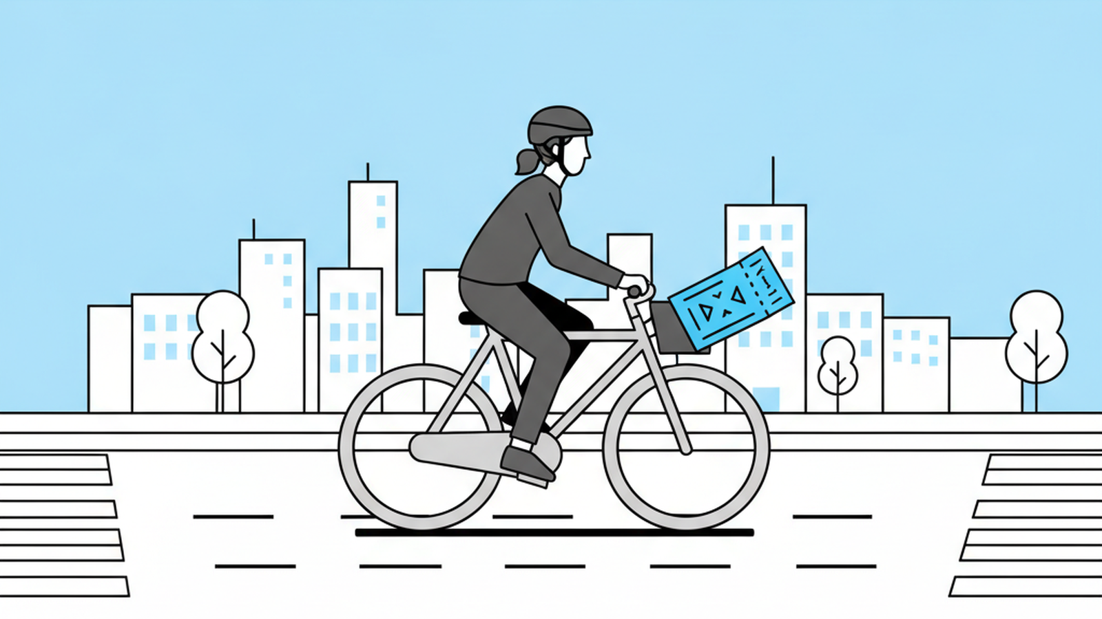 自転車に乗るかわいい猫のキャラクター
